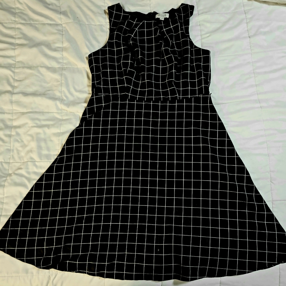 Black Checker-Square pattern Elle XL Dress